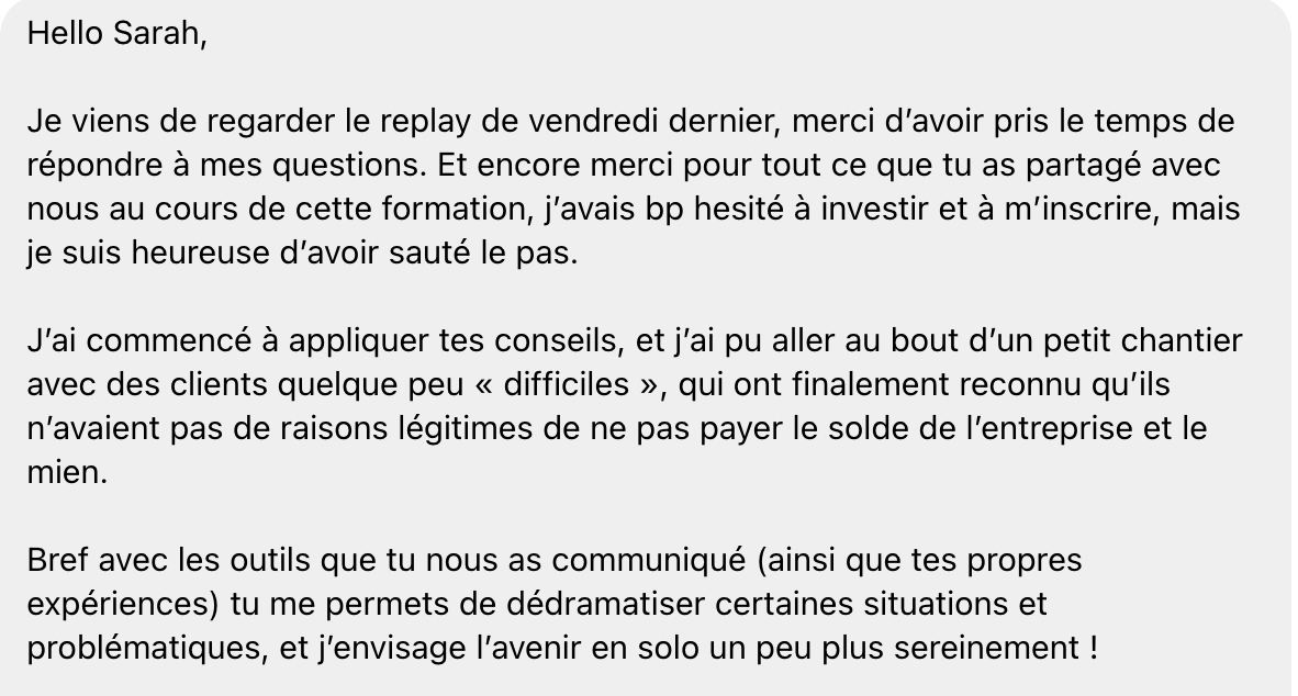 Avis client formation suivi de chantier 5