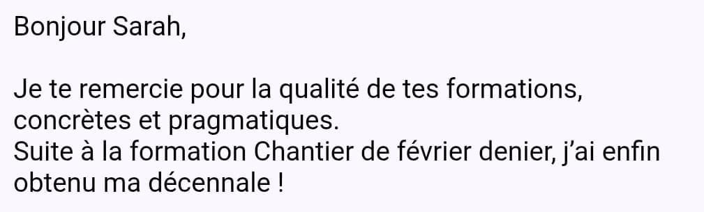 Avis client formation suivi de chantier 6