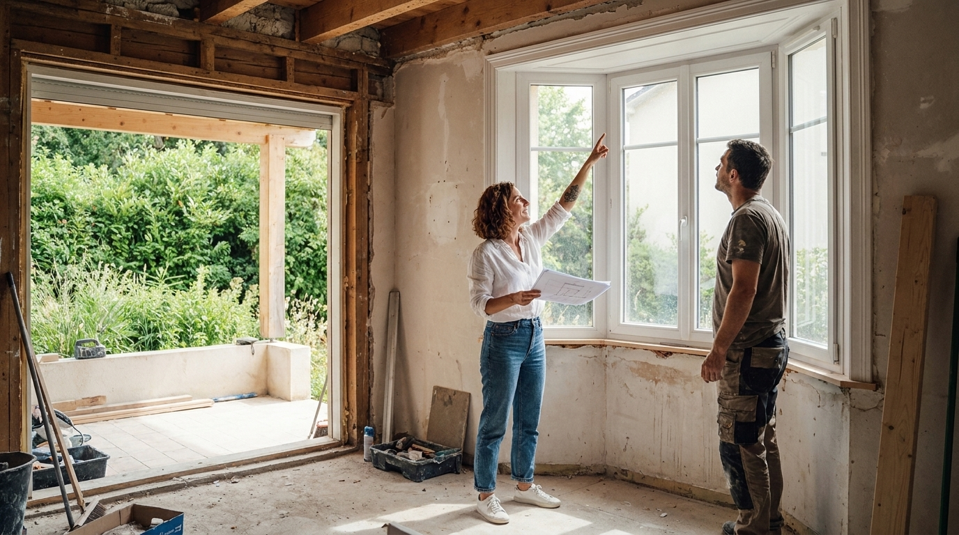 Sarah Forgues, architecte d'intérieur, sur un chantier de rénovation